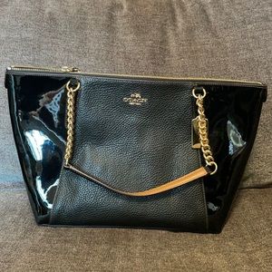 Coach black pebble and patent